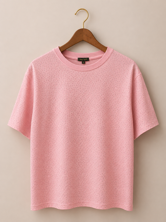 Rhinestone oversized pink top